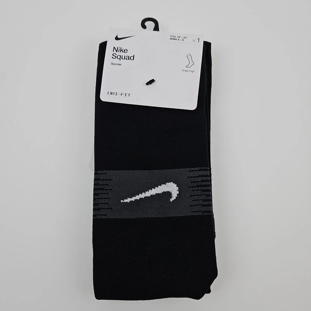 Nike Squad Soccer Socks‎ Black Size S Women's 4-6 / Youth 3Y-5Y SX6830-011 New